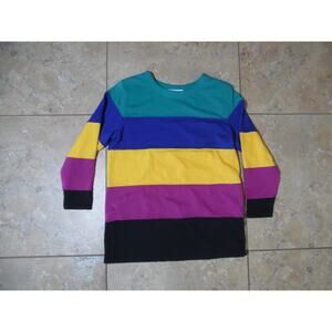 Petite Sophisticate Color Block Sweatshirt Shirt Sz S 1990s